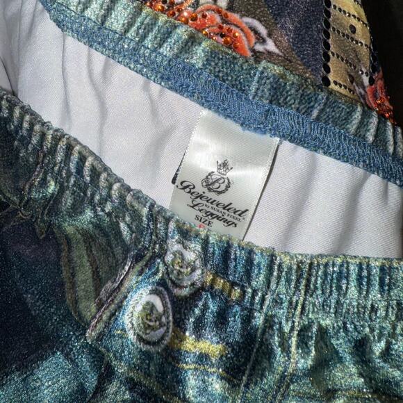 Blue Shimmery Jeggings with Rhinestones - Picture 6 of 6